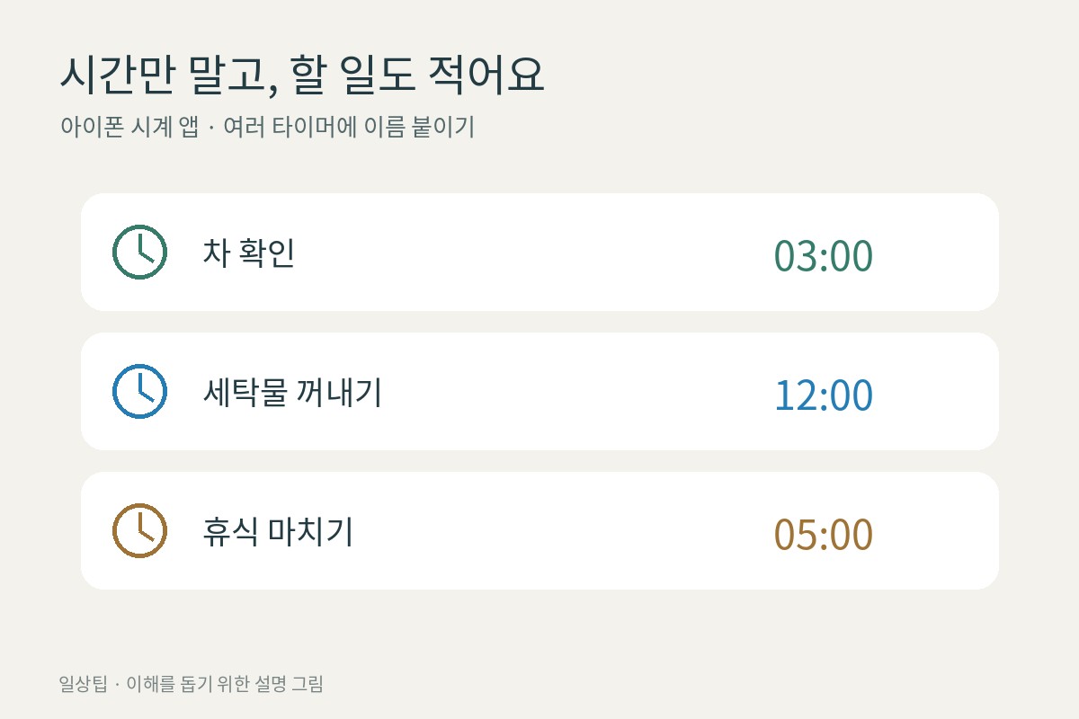 서로 다른 이름을 붙인 세 개의 타이머를 표현한 설명 그림